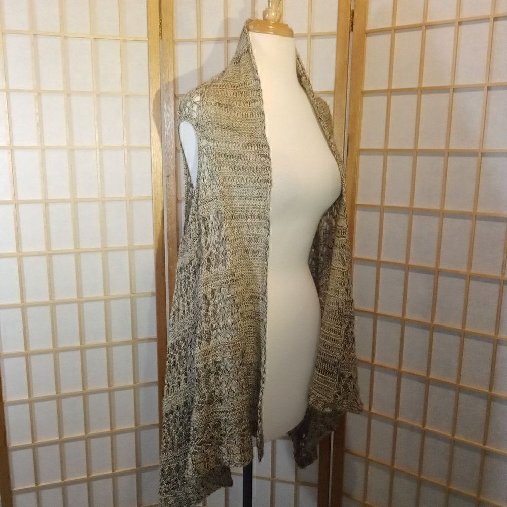 United States Sweaters Sm Open Knit Duster Vest Cardigan Asymmetrical Hem